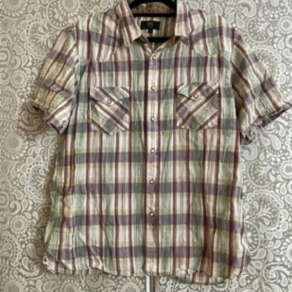 Frye Western Pearl Snap Plaid Shirt XXL - Picture 1 of 4